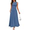 imageZESICA Womens Summer Sleeveless Maxi Dress 2025 Casual Crewneck Pleated Flowy Long Dress with PocketsDustyblue