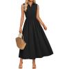 imageZESICA Womens Summer Sleeveless Work Midi Dress 2025 V Neck Casual Swing Office Dresses with PocketsBlack