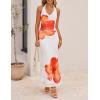 imageZESICA Womens 2025 Summer Halter Neck Floral Print Maxi Dress Sleeveless Backless Wedding Guest Party Bodycon Long DressesOrange