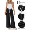 imageZESICA Womens Drawstring High Waist Jeans Loose Fit Wide Leg Straight Baggy Trendy Denim Pants with PocketsBlack