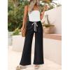 imageZESICA Womens Drawstring High Waist Jeans Loose Fit Wide Leg Straight Baggy Trendy Denim Pants with PocketsBlack