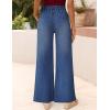 imageZESICA Womens Drawstring High Waist Jeans Loose Fit Wide Leg Straight Baggy Trendy Denim Pants with PocketsDustyblue