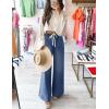 imageZESICA Womens Drawstring High Waist Jeans Loose Fit Wide Leg Straight Baggy Trendy Denim Pants with PocketsDustyblue