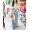 imageZESICA Womens Drawstring High Waist Jeans Loose Fit Wide Leg Straight Baggy Trendy Denim Pants with PocketsLightblue