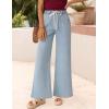 imageZESICA Womens Drawstring High Waist Jeans Loose Fit Wide Leg Straight Baggy Trendy Denim Pants with PocketsLightblue