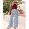 imageZESICA Womens Drawstring High Waist Jeans Loose Fit Wide Leg Straight Baggy Trendy Denim Pants with PocketsLightblue