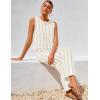 imageZESICA Womens Summer Two Piece Outfits Crop Tank Tops and Wide Leg Pants Striped Lounge Travel Sets Casual TracksuitsApricot