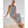 imageZESICA Womens Summer Two Piece Outfits Crop Tank Tops and Wide Leg Pants Striped Lounge Travel Sets Casual TracksuitsBlack