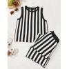imageZESICA Womens Summer Two Piece Outfits Crop Tank Tops and Wide Leg Pants Striped Lounge Travel Sets Casual TracksuitsBlack