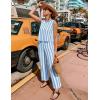 imageZESICA Womens Summer Two Piece Outfits Crop Tank Tops and Wide Leg Pants Striped Lounge Travel Sets Casual TracksuitsBlue
