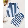 imageZESICA Womens Summer Two Piece Outfits Crop Tank Tops and Wide Leg Pants Striped Lounge Travel Sets Casual TracksuitsDustyblue