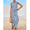 imageZESICA Womens Summer Two Piece Outfits Crop Tank Tops and Wide Leg Pants Striped Lounge Travel Sets Casual TracksuitsDustyblue