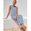 imageZESICA Womens Summer Two Piece Outfits Crop Tank Tops and Wide Leg Pants Striped Lounge Travel Sets Casual TracksuitsDustyblue