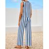 imageZESICA Womens Summer Two Piece Outfits Crop Tank Tops and Wide Leg Pants Striped Lounge Travel Sets Casual TracksuitsDustyblue