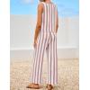 imageZESICA Womens Summer Two Piece Outfits Crop Tank Tops and Wide Leg Pants Striped Lounge Travel Sets Casual TracksuitsDustypink