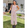 imageZESICA Womens Summer Two Piece Outfits Crop Tank Tops and Wide Leg Pants Striped Lounge Travel Sets Casual TracksuitsDustypink