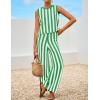imageZESICA Womens Summer Two Piece Outfits Crop Tank Tops and Wide Leg Pants Striped Lounge Travel Sets Casual TracksuitsGreen