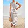 imageZESICA Womens Summer Two Piece Outfits Crop Tank Tops and Wide Leg Pants Striped Lounge Travel Sets Casual TracksuitsKhaki