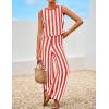 imageZESICA Womens Summer Two Piece Outfits Crop Tank Tops and Wide Leg Pants Striped Lounge Travel Sets Casual TracksuitsRust