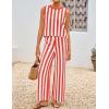 imageZESICA Womens Summer Two Piece Outfits Crop Tank Tops and Wide Leg Pants Striped Lounge Travel Sets Casual TracksuitsRust