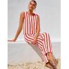 imageZESICA Womens Summer Two Piece Outfits Crop Tank Tops and Wide Leg Pants Striped Lounge Travel Sets Casual TracksuitsRust