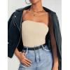 imageZESICA Womens Tube Top 2025 Summer Going Out Strapless Backless Ruched Trendy Tops Asymmetrical Bandeau Cute OutfitsApricot