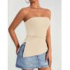 imageZESICA Womens Tube Top 2025 Summer Going Out Strapless Backless Ruched Trendy Tops Asymmetrical Bandeau Cute OutfitsApricot