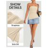 imageZESICA Womens Tube Top 2025 Summer Going Out Strapless Backless Ruched Trendy Tops Asymmetrical Bandeau Cute OutfitsApricot