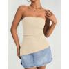 imageZESICA Womens Tube Top 2025 Summer Going Out Strapless Backless Ruched Trendy Tops Asymmetrical Bandeau Cute OutfitsApricot