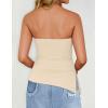 imageZESICA Womens Tube Top 2025 Summer Going Out Strapless Backless Ruched Trendy Tops Asymmetrical Bandeau Cute OutfitsApricot
