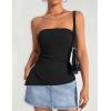 imageZESICA Womens Tube Top 2025 Summer Going Out Strapless Backless Ruched Trendy Tops Asymmetrical Bandeau Cute OutfitsBlack