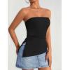 imageZESICA Womens Tube Top 2025 Summer Going Out Strapless Backless Ruched Trendy Tops Asymmetrical Bandeau Cute OutfitsBlack