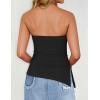 imageZESICA Womens Tube Top 2025 Summer Going Out Strapless Backless Ruched Trendy Tops Asymmetrical Bandeau Cute OutfitsBlack