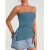 imageZESICA Womens Tube Top 2025 Summer Going Out Strapless Backless Ruched Trendy Tops Asymmetrical Bandeau Cute OutfitsDustyblue