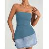 imageZESICA Womens Tube Top 2025 Summer Going Out Strapless Backless Ruched Trendy Tops Asymmetrical Bandeau Cute OutfitsDustyblue