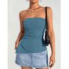 imageZESICA Womens Tube Top 2025 Summer Going Out Strapless Backless Ruched Trendy Tops Asymmetrical Bandeau Cute OutfitsDustyblue