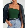 imageZESICA Womens Tube Top 2025 Summer Going Out Strapless Backless Ruched Trendy Tops Asymmetrical Bandeau Cute OutfitsForestgreen