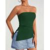 imageZESICA Womens Tube Top 2025 Summer Going Out Strapless Backless Ruched Trendy Tops Asymmetrical Bandeau Cute OutfitsForestgreen