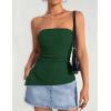 imageZESICA Womens Tube Top 2025 Summer Going Out Strapless Backless Ruched Trendy Tops Asymmetrical Bandeau Cute OutfitsForestgreen