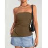 imageZESICA Womens Tube Top 2025 Summer Going Out Strapless Backless Ruched Trendy Tops Asymmetrical Bandeau Cute OutfitsMocha