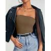 imageZESICA Womens Tube Top 2025 Summer Going Out Strapless Backless Ruched Trendy Tops Asymmetrical Bandeau Cute OutfitsMocha