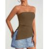 imageZESICA Womens Tube Top 2025 Summer Going Out Strapless Backless Ruched Trendy Tops Asymmetrical Bandeau Cute OutfitsMocha