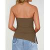 imageZESICA Womens Tube Top 2025 Summer Going Out Strapless Backless Ruched Trendy Tops Asymmetrical Bandeau Cute OutfitsMocha