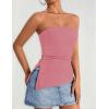 imageZESICA Womens Tube Top 2025 Summer Going Out Strapless Backless Ruched Trendy Tops Asymmetrical Bandeau Cute OutfitsPink