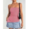 imageZESICA Womens Tube Top 2025 Summer Going Out Strapless Backless Ruched Trendy Tops Asymmetrical Bandeau Cute OutfitsPink