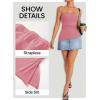 imageZESICA Womens Tube Top 2025 Summer Going Out Strapless Backless Ruched Trendy Tops Asymmetrical Bandeau Cute OutfitsPink