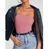 imageZESICA Womens Tube Top 2025 Summer Going Out Strapless Backless Ruched Trendy Tops Asymmetrical Bandeau Cute OutfitsPink