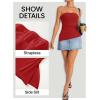 imageZESICA Womens Tube Top 2025 Summer Going Out Strapless Backless Ruched Trendy Tops Asymmetrical Bandeau Cute OutfitsRed