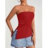 imageZESICA Womens Tube Top 2025 Summer Going Out Strapless Backless Ruched Trendy Tops Asymmetrical Bandeau Cute OutfitsRed