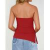 imageZESICA Womens Tube Top 2025 Summer Going Out Strapless Backless Ruched Trendy Tops Asymmetrical Bandeau Cute OutfitsRed